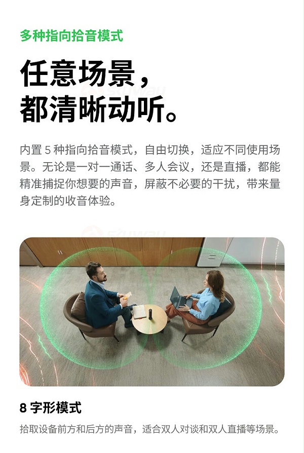 16、多种指向拾音模式-影石Insta360 Wave AI录音全向麦克风