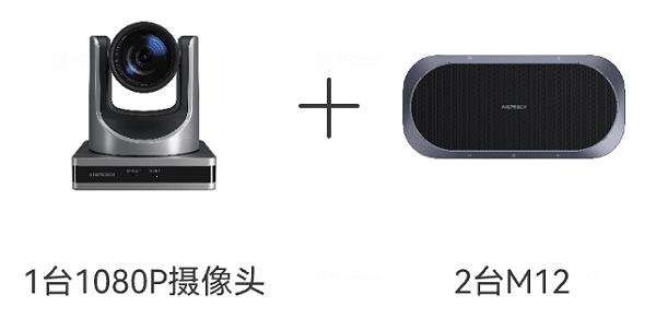 思必驰中型会议室方案-1台1080P摄像头+2台麦克风音箱M12