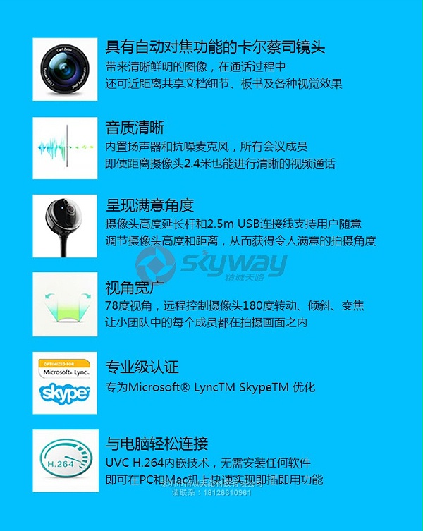 7、罗技（Logitech）BCC950 高清商务视频会议摄像头-呈现满意角度