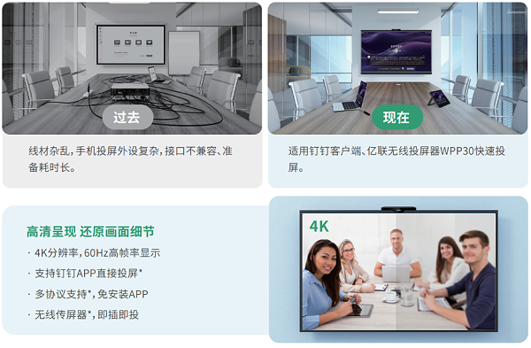2、钉钉客户端一键投屏-亿联 RoomCast AI 钉钉专用款钉钉AI投屏盒子