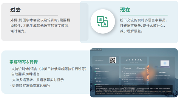 4、AI字幕&转译 您的实时字幕员-亿联 RoomCast-AI 投屏盒子一机多模，智能协作系统