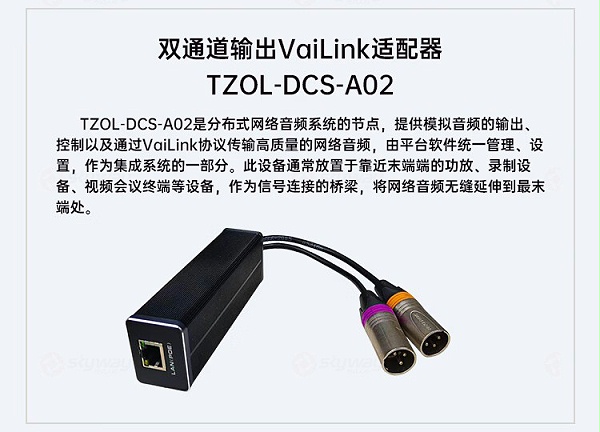 13、双通道输出vailink适配器-东微 TENDZONE 双通道输入VaiLink适配器 TZOL-DCS-A20；双通道输出VaiLink适配器