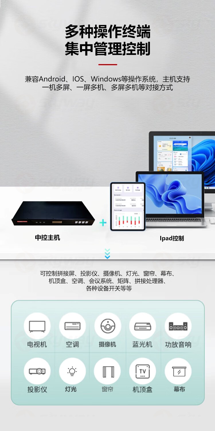 2、多种操作终端，集中管理控制-东微TENDZONE智能环境控制主机TZOL-CC-H8