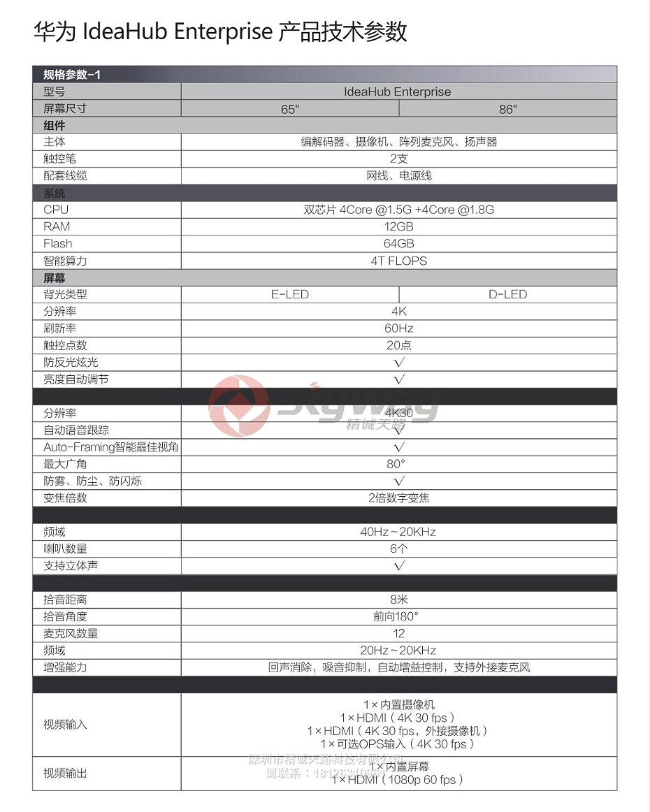 9、华为IdeaHub Enterprise 产品技术参数-1