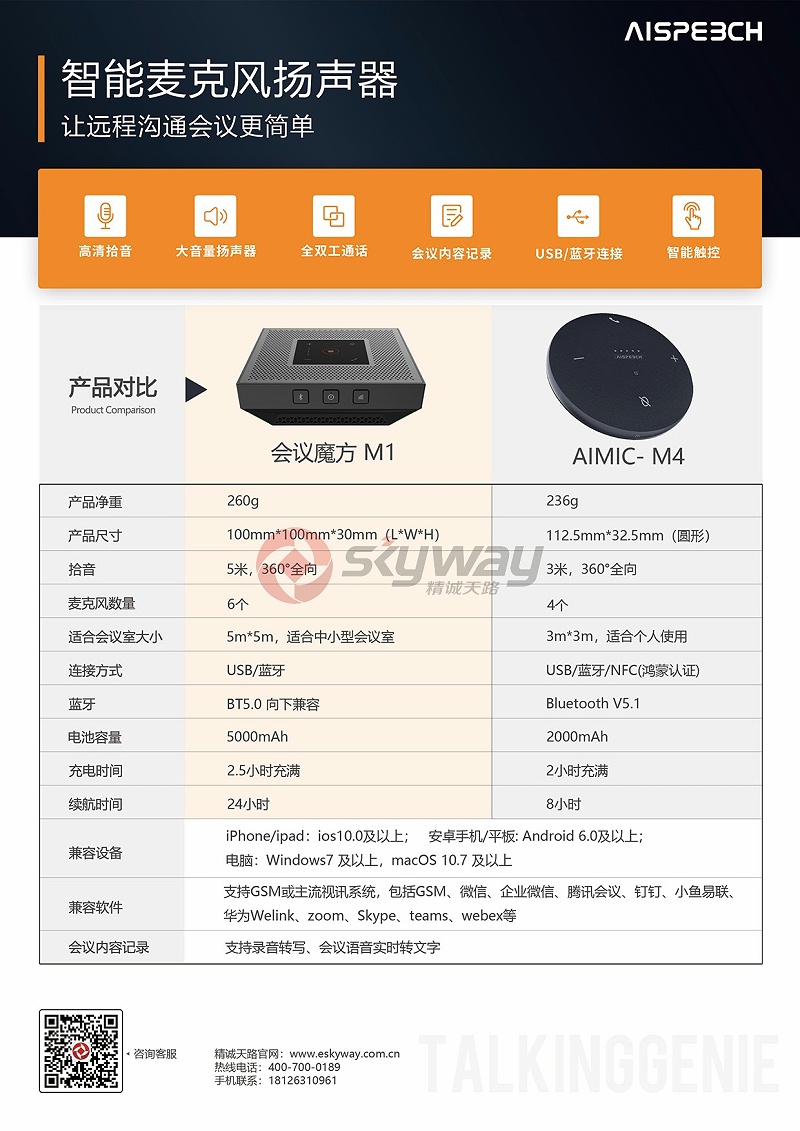 思必驰会议魔方M1与思麦耳M4产品对比图