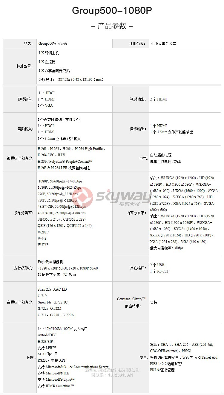 5、宝利通 group 500 产品参数