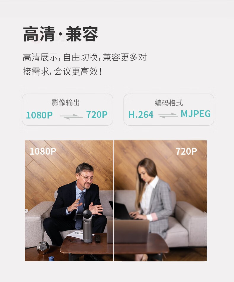 6、高清展示，兼容对接需求-KanDao看到 Meeting Pro 360°全景高清视频会议摄像头