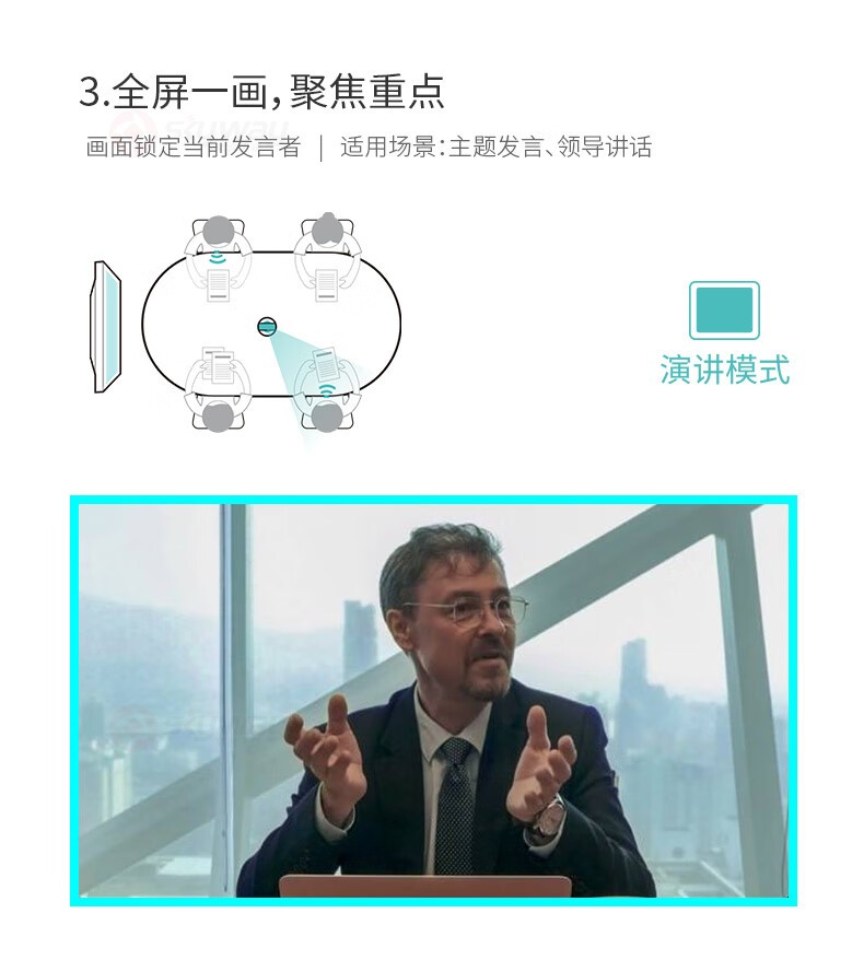 14、画面锁定当前发言人-KanDao看到 Meeting Pro 360°全景高清视频会议摄像头