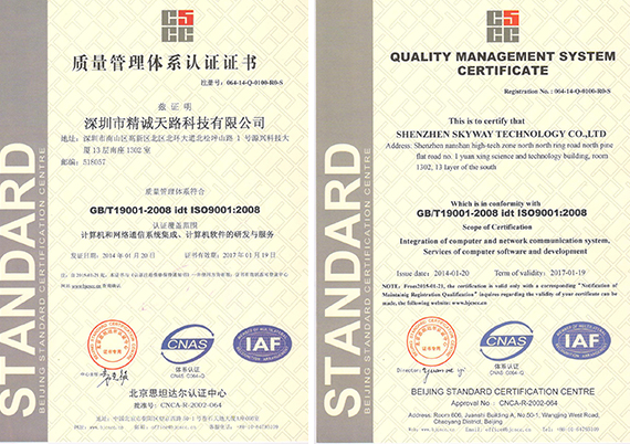 ISO9001质量管理体系认证证书