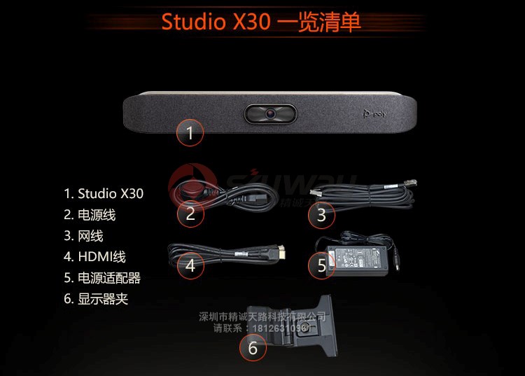 9-1、宝利通 Poly studio x30 产品一览清单
