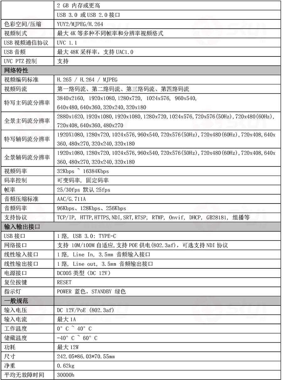 2、产品技术参数-4K双目智能教学学生机HDC-4K-DS