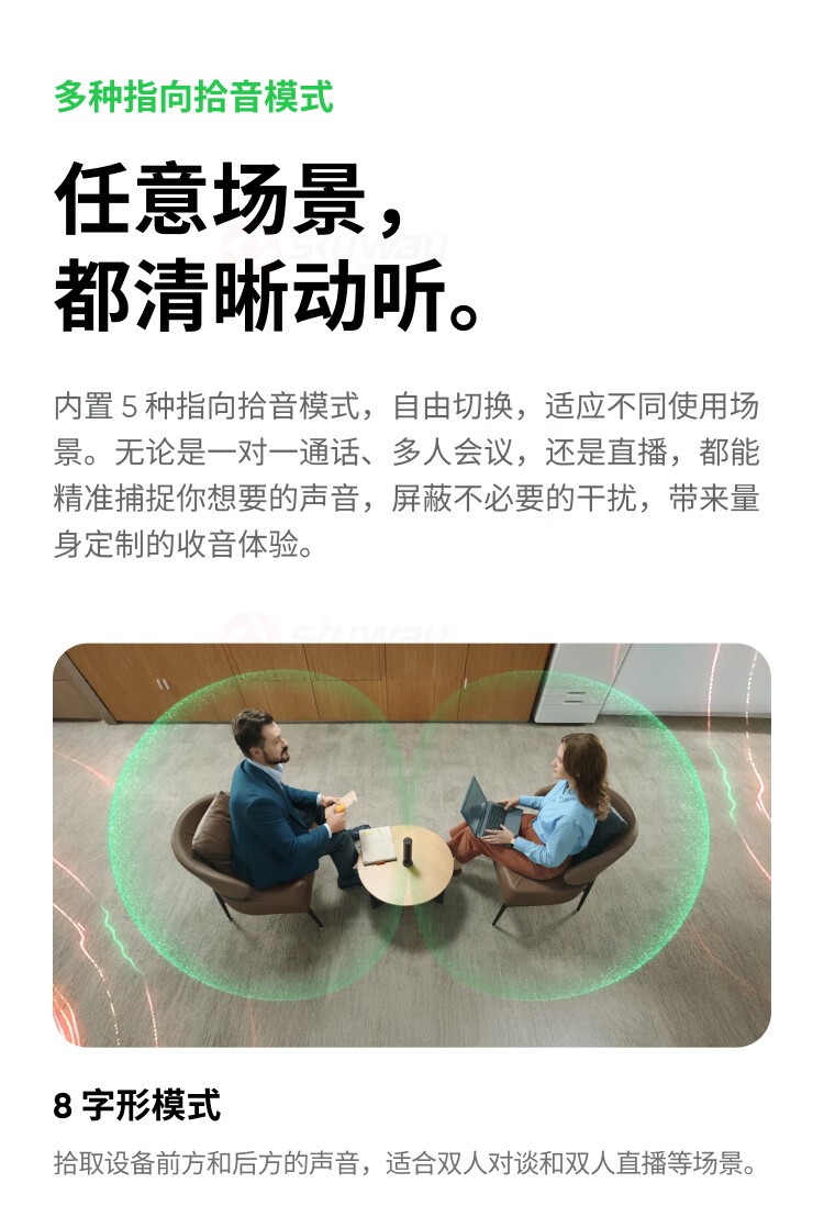 16、多种指向拾音模式-影石Insta360 Wave AI录音全向麦克风
