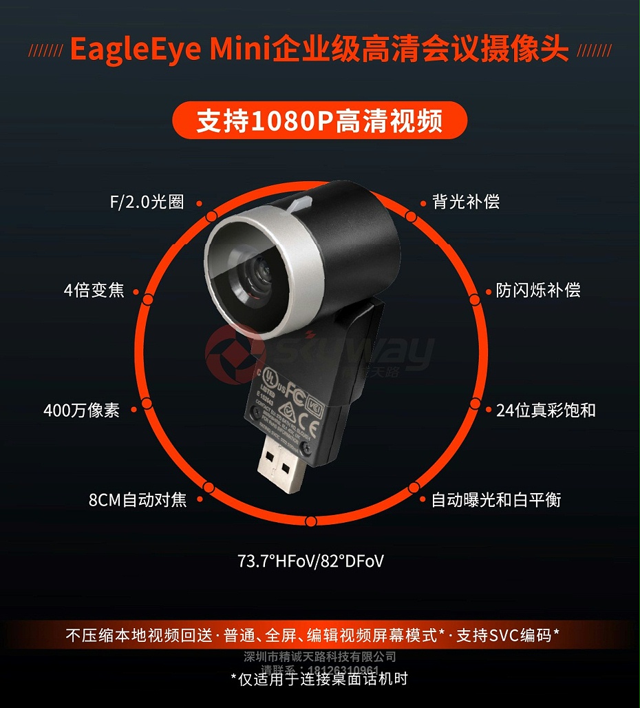 3、宝利通Polycom EagleEye mini 摄像头-企业级高清会议摄像头1080P