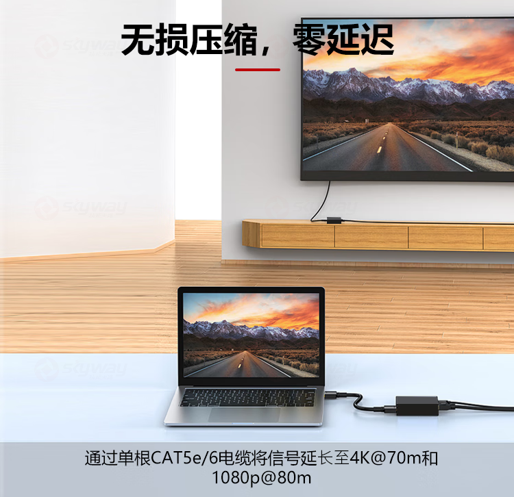 2、无损压缩，零延迟-东微 TENDZONE 70米4K@60双绞线传输器TZOL-EX70